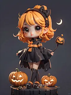 万圣节主题超级无敌可爱的南瓜少女手机壁纸
