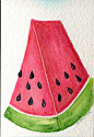 Original  Watermelon Wedge Watercolor Painting, Fruit Series 