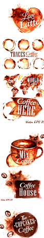 咖啡渍的创意设计 矢量格式 7EPS 【链接: http://t.cn/8DDGMRr 密码: pwfp】
