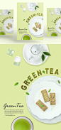 清新绿茶甜点蛋糕PSD模板Fresh green tea cake PSD template#ti338a2904 :  