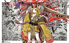 #米画师触手推荐#今天向大家盛情介绍画师 魇骸武（@魇骸武）~
他擅长日系平涂风格，笔下的画作个性霸气，融合了日本浮世绘和传统白描的特点构造出了一个天上天下霸世倾奇的强烈个人风格，他可以接海报、封面、插图及和纸胶带类的约稿，喜欢#fgo#和#yys#，目前暂不接稿，不过如果被这浮世之美俘获的话可 ​​​​...展开全文c