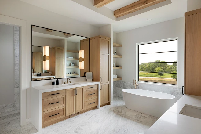 Picture Idea: Bathroom Transitional Master Gray Tile And Marble Tile Marble Floor