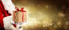 礼物,圣诞礼物,圣诞老人,贺卡,手套,金色,拿着,梦想,水平画幅
