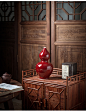 景德镇陶瓷器霁红葫芦花瓶摆件新中式复古红色大号客厅家居博古架-tmall.com天猫