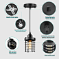 3 Packs Unique Industrial Pendant Lighting, Mini Ceiling Vintage Metal Hanging Lamp Fixture, Adjustable Retro Pendant Light Black for Kitchen Island Counter Dining Room Restaurant Bedroom, E26 Base - - Amazon.com