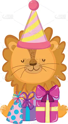 可爱的,狮子,小的,派对帽,华丽的,玩具,动物,儿童,童年,祝贺