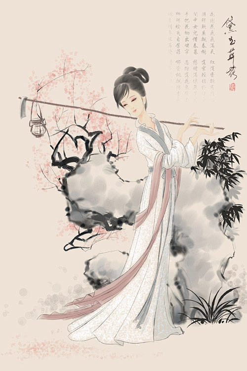 黛玉葬花插图图片