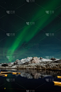 北极光, 罗弗敦群岛 ,垂直画幅,无人,户外,太阳,挪威,光,云,北
