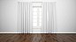 Free PSD | Empty room with window and white curtains, parquet floor