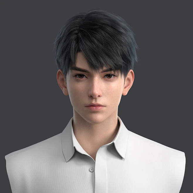 帅哥 头像 美型 男 美少男-角色-CG高模-手办-3D模型,微元素 - 帅哥,美型,男,头像,插片头发,高模,CG,3D,模型 ...