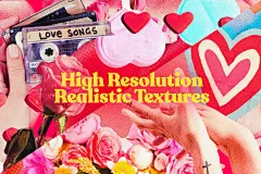 [单独购买] 47款情人节主题复古半调颗粒剪纸风格平面海报贺卡设计PS素材套装 Lovers Scrapbook – Valentines Cuts插图1