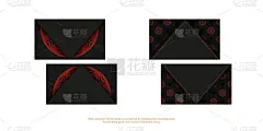 向量名片设计在黑色红色装饰。时尚的名片空间为您的文字和豪华的模式
