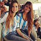 高清图-梅西女友运动装露乳沟助阵阿根廷