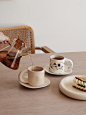Moreover北欧彩喷陶瓷马克杯咖啡杯碟套装家用手工早餐杯牛奶杯子-淘宝网