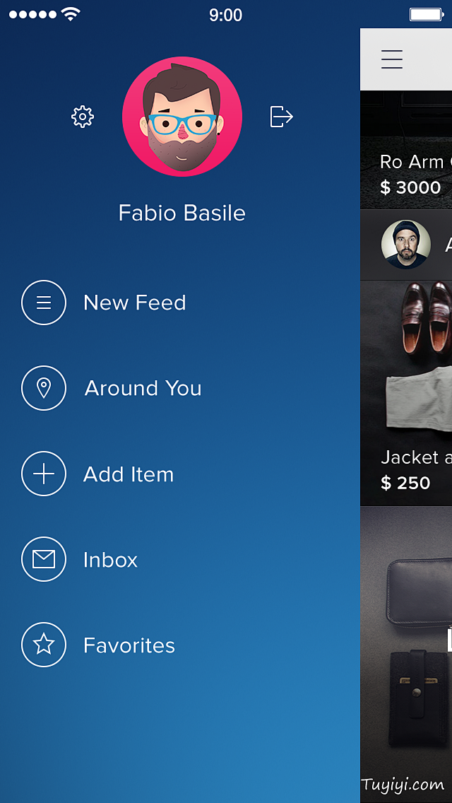 bns手机app侧滑菜单ui设计图翼网tuyiyicom优秀app设计师联盟