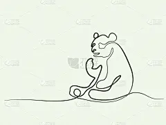 熊猫,符号,可爱的,野生动物,直的,简单,动物,品牌名称,绘制