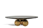 Sphere Coffee Table - Goatskin/Brass: