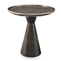 A low side table (OT900L) featuring a cast resin base with a solid maple scored wood top. Antique silver finish.
