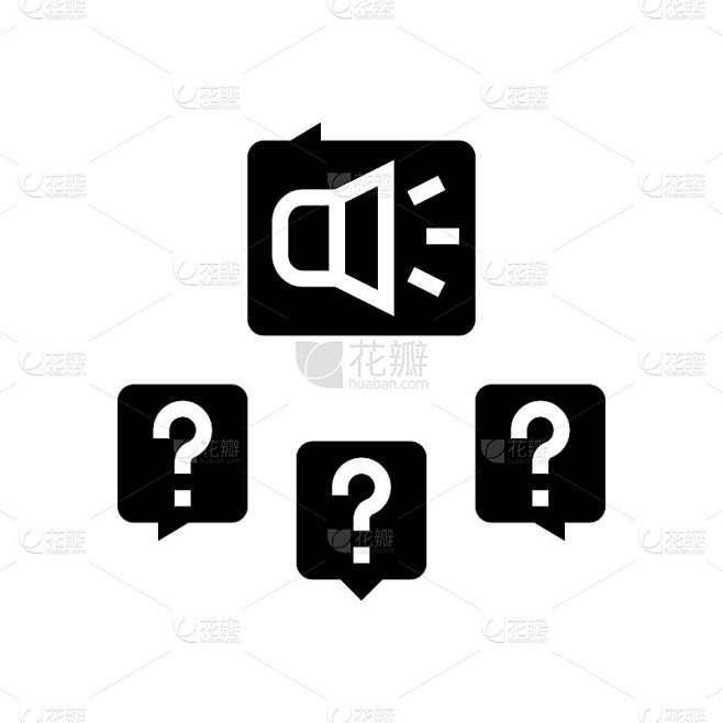 对媒体询问的答复，字形，图标，矢量插图