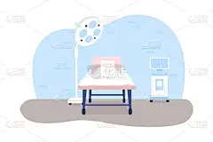 手术室2D矢量网络横幅，海报