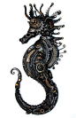 Alan Williams latest work, 70cm Steampunk SeaHorse made of Cogs, motor parts and an old typewriter!: 