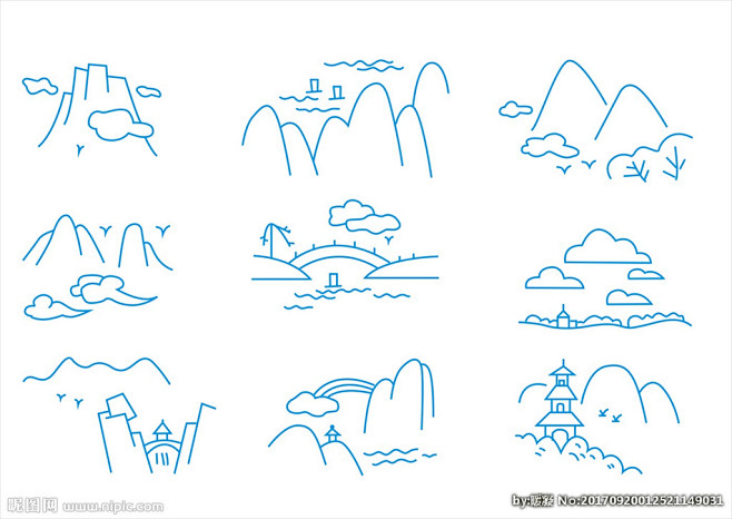 山水儿童简笔画