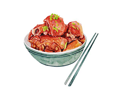 雪梨的爸爸懒熊采集到美食插画