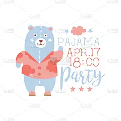 请柬,二件式睡衣,女性特质,模板,可爱的,夜晚,泰迪熊,粉色,卧谈会,聚会