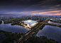 gmp Selected to Design New Library in Suzhou,Bird's-eye view at night. Image © Willmore CG
