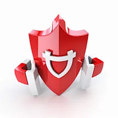红色立体盾牌简约盾牌素材图
