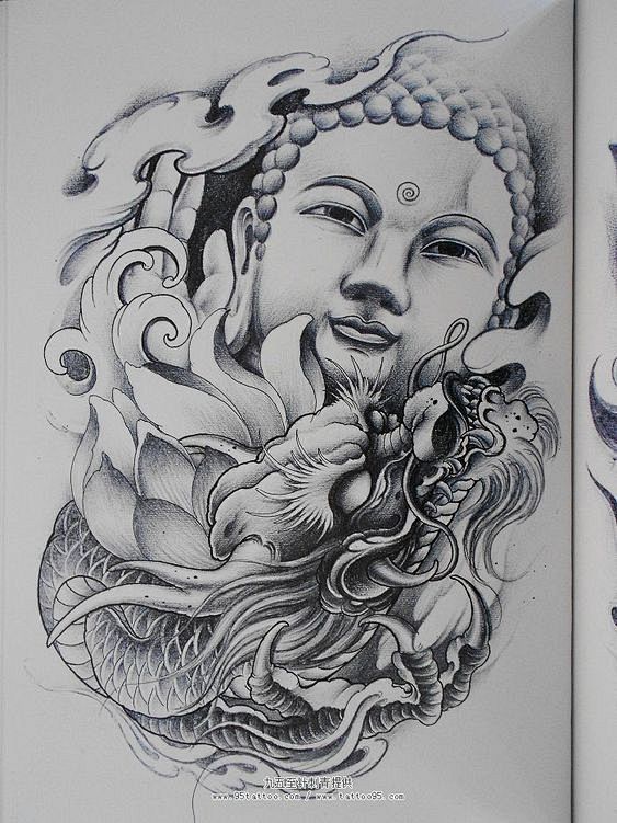 龙头佛纹身手稿