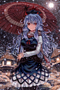 #东方project#
#上白泽慧音#雪の中、妹紅の帰りを待つ慧音