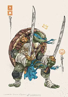 忍者神龟系列漫画手绘
新加坡人物插画艺术家 Clog Two ​​​​