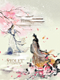 插画  古风  水彩  violet  封面