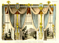 Regency Window Curtains...simple elegant drapery suspended on brass rosettes and ornamented with cord and tassels.: