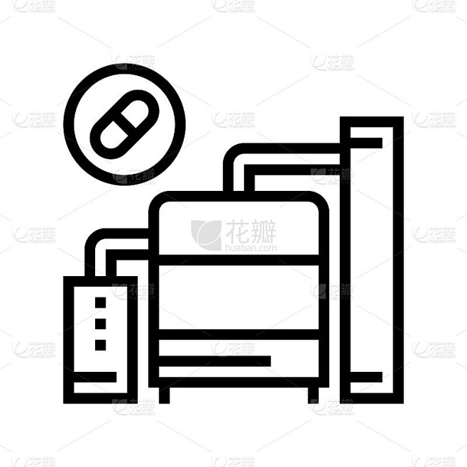 药品制造机线图标矢量插图