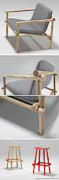 新西兰设计师Jamie McLellan设计的Lumber系列家具，连接处理干净利落。[官网]http://www.fletcher-systems.co.nz/#furniture?id=1?id=1