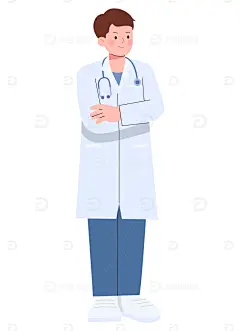 扁平风医生人物插画高清模板免费下载-趣麦麦图
