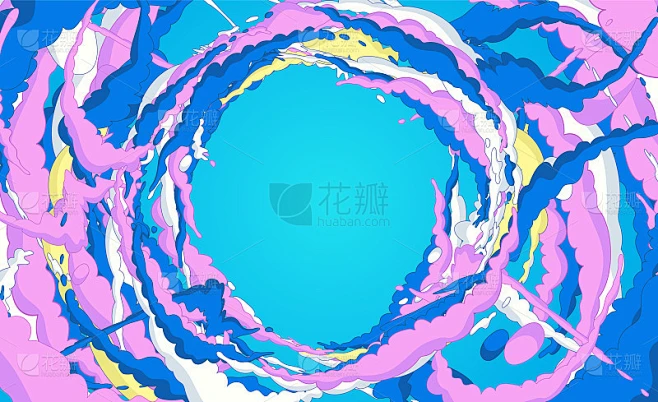图形设计矢量背景-创造性的抽象插图的彩色烟雾轨迹旋转创造一个洞-花瓣网