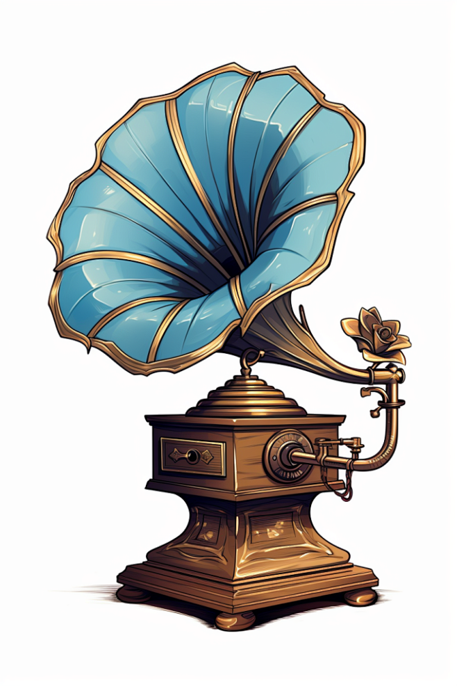 复古怀旧留声机乐器插画图片