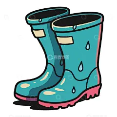 雨靴雨具手绘插画卡通漫画风格高清模板免费下载-趣麦麦图