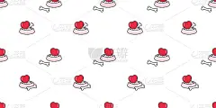 狗食碗无缝图案心形情人骨法国牛头犬向量小狗卡通重复壁纸瓷砖背景围巾孤立的插图设计
