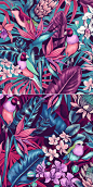 Stand Out - tropical floral pattern : A wild tropical pattern created digitally in full color for a sports fashion brand.