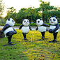 户外仿真运动熊猫玻璃钢雕塑园林景观公园庭院草坪装饰落地大摆件-淘宝网