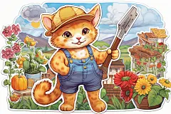 动漫卡通形象小猫幼崽插画贴纸