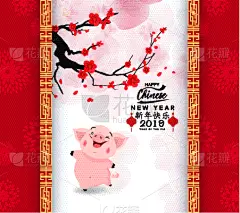 2019,月亮,猪年,春节,白色,事件,传单,庆祝,设计
