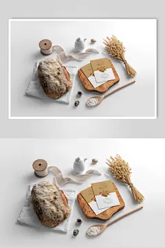 时尚贺卡烘焙面包名片样机