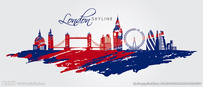 伦敦手绘彩色城市素材