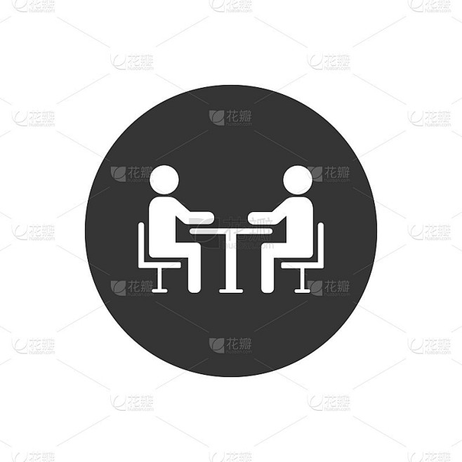 两个人在桌子上图标。图标的会议。矢量图