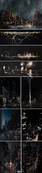 [【绘画】夜晚的城市是孤独者的城市] ，来自美国画家Zachary Johnson 的油画作品。